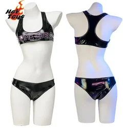 Hot Toys Game Over Anime Patent Leather Short Vest Cosplay Women Cyberpunk Uniform Set Costume