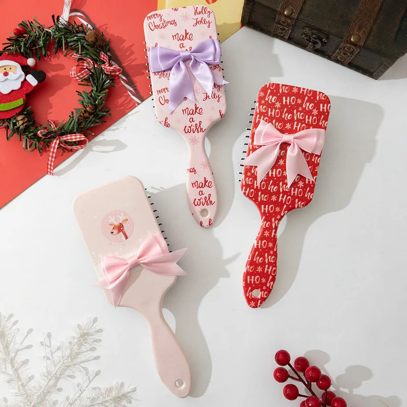 Hair Comb With Mirror Foldable Comb Travel Portable Massage Women Girl Hair Brush Pink Bowknot Comb Styling Tools Gift view 3