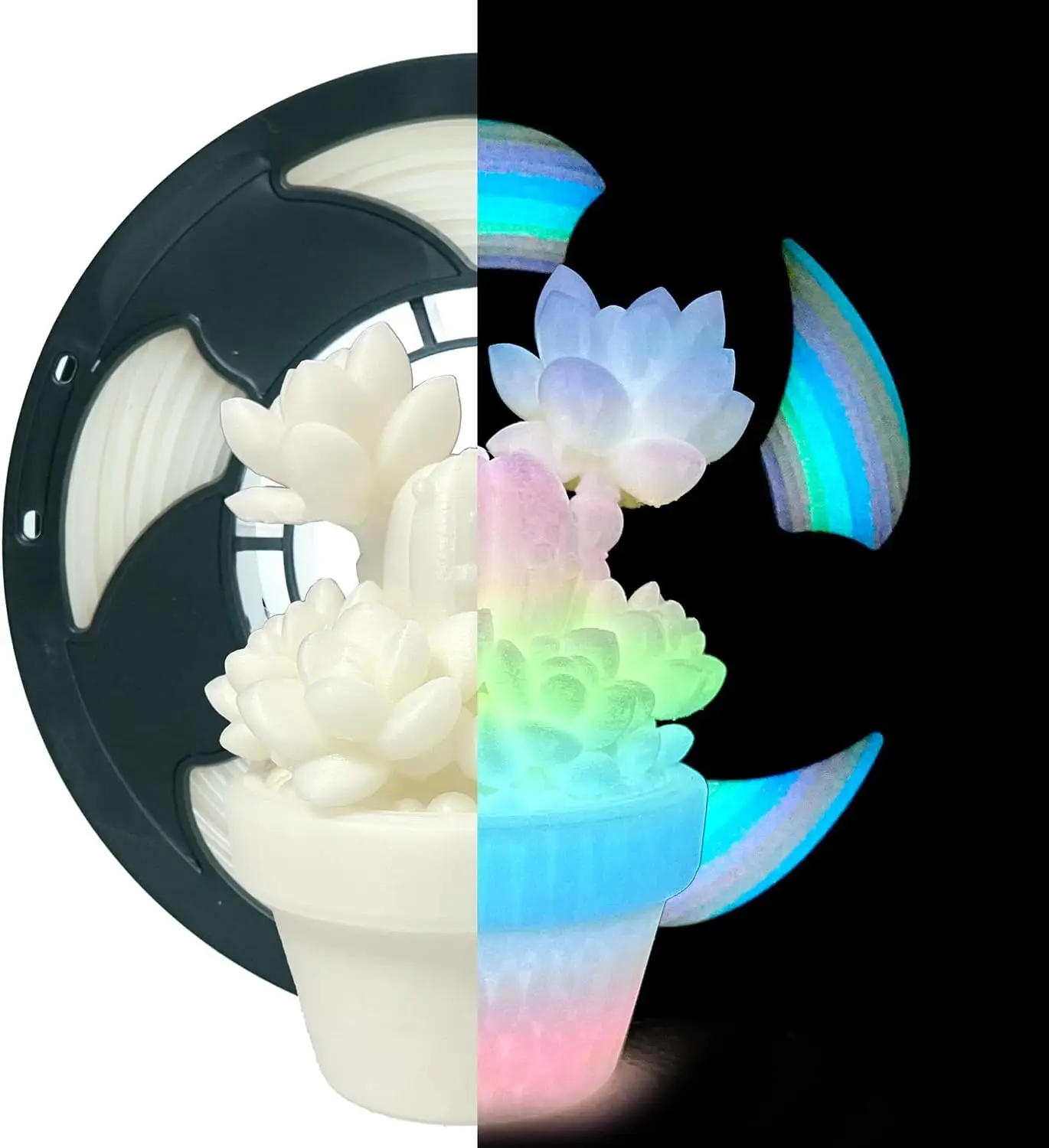 

Glow in the Dark Rainbow PLA Filament 1.75mm, Luminous 3D Printer Material, 250g Small Spool