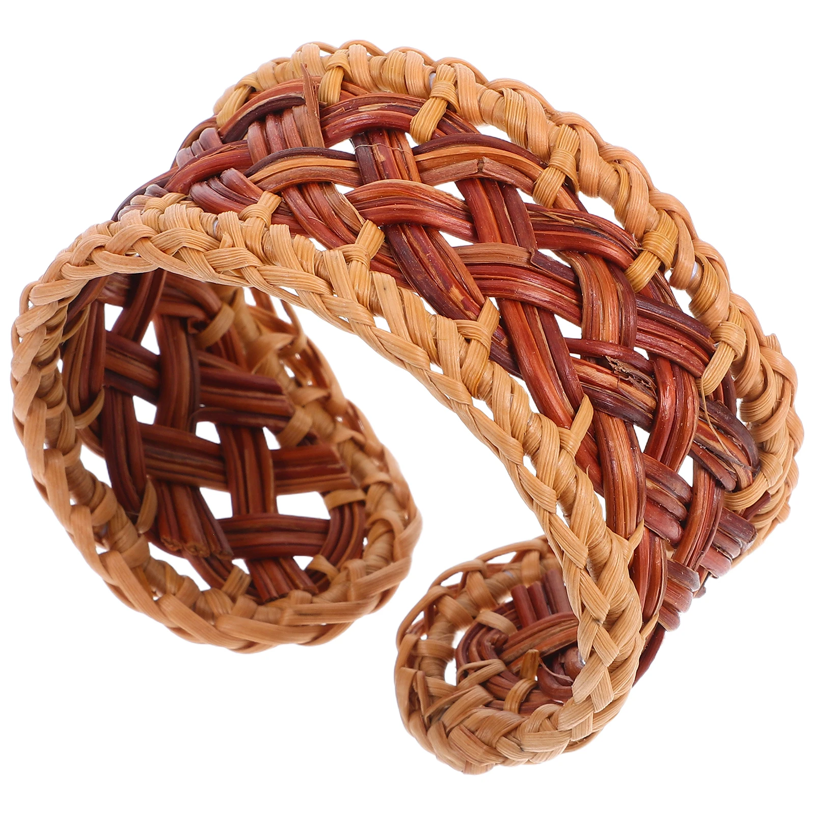 

Handmade Rattan Bracelet Adjustable Wicker Braid Cuff Bangle Bohemian Chunky Wrist Jewelry For Women Summer Vintage Style Ethnic