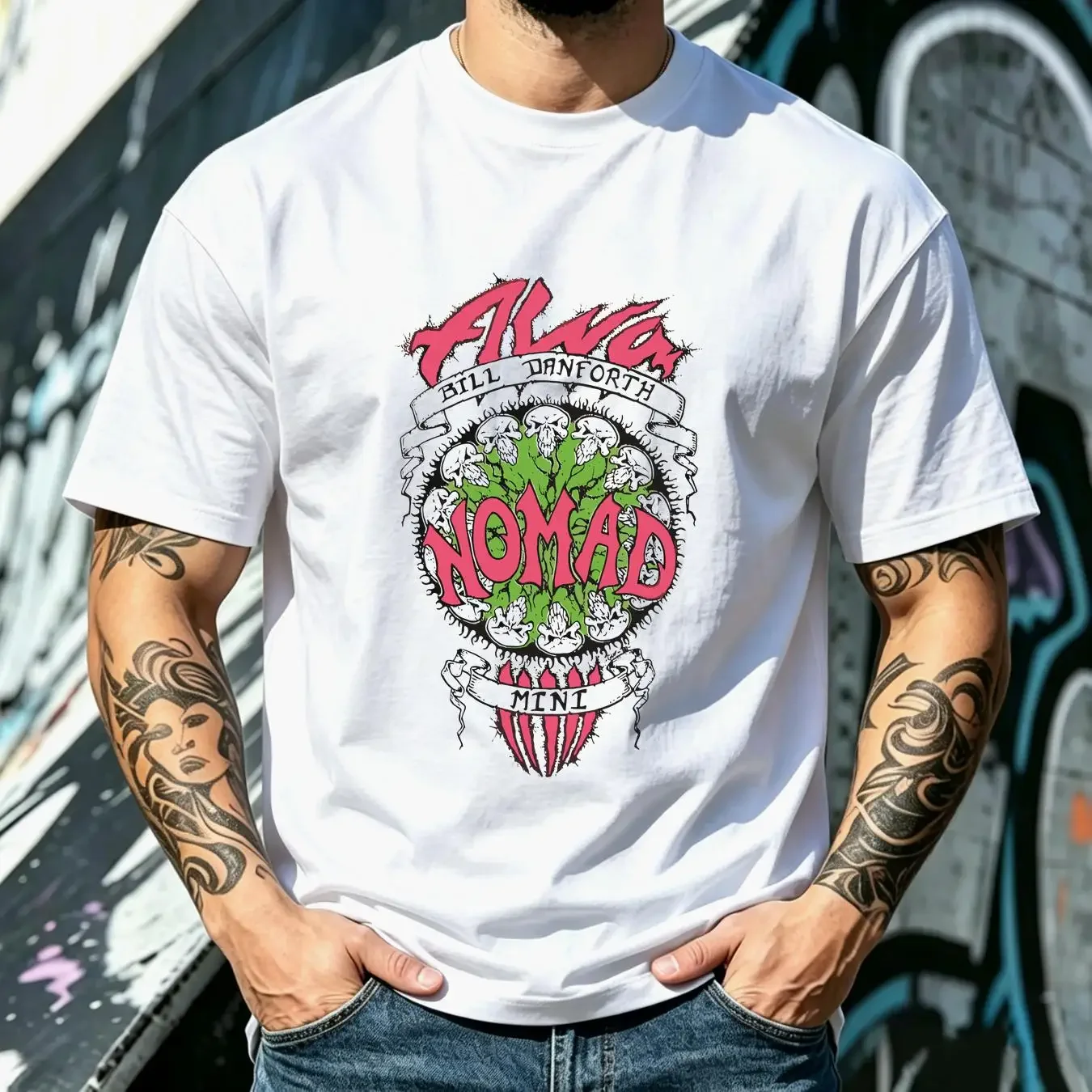 washed T Shirt ALVA Skate Bill Danforth Nomad Vintage Skateboarding Designs vintage Washed Breathable Slightly Soft streetwear