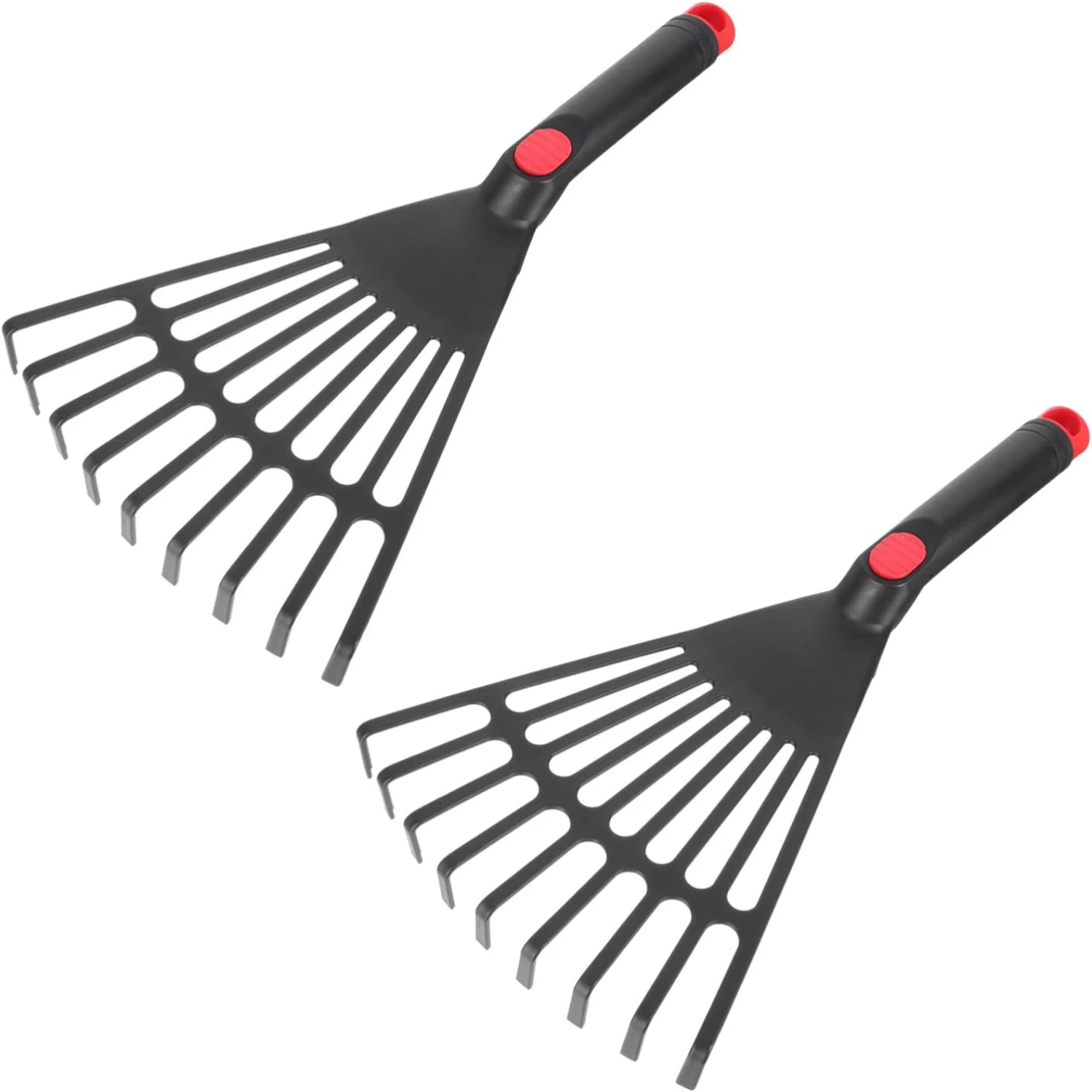 Efficient Lightweight and Durable Set of 2 Plastic Leaf Rakes for Garden and Yard Work - Convenient and Ideal Hand Rakes for Mai