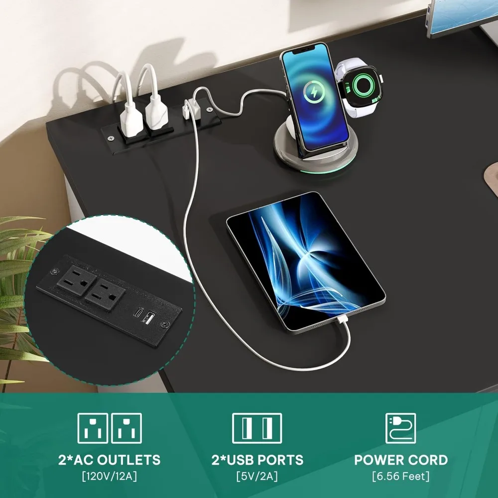 Executive bureau met 5 lades, stopcontacten, 57 bureau, archiefkast en toetsenbordlade