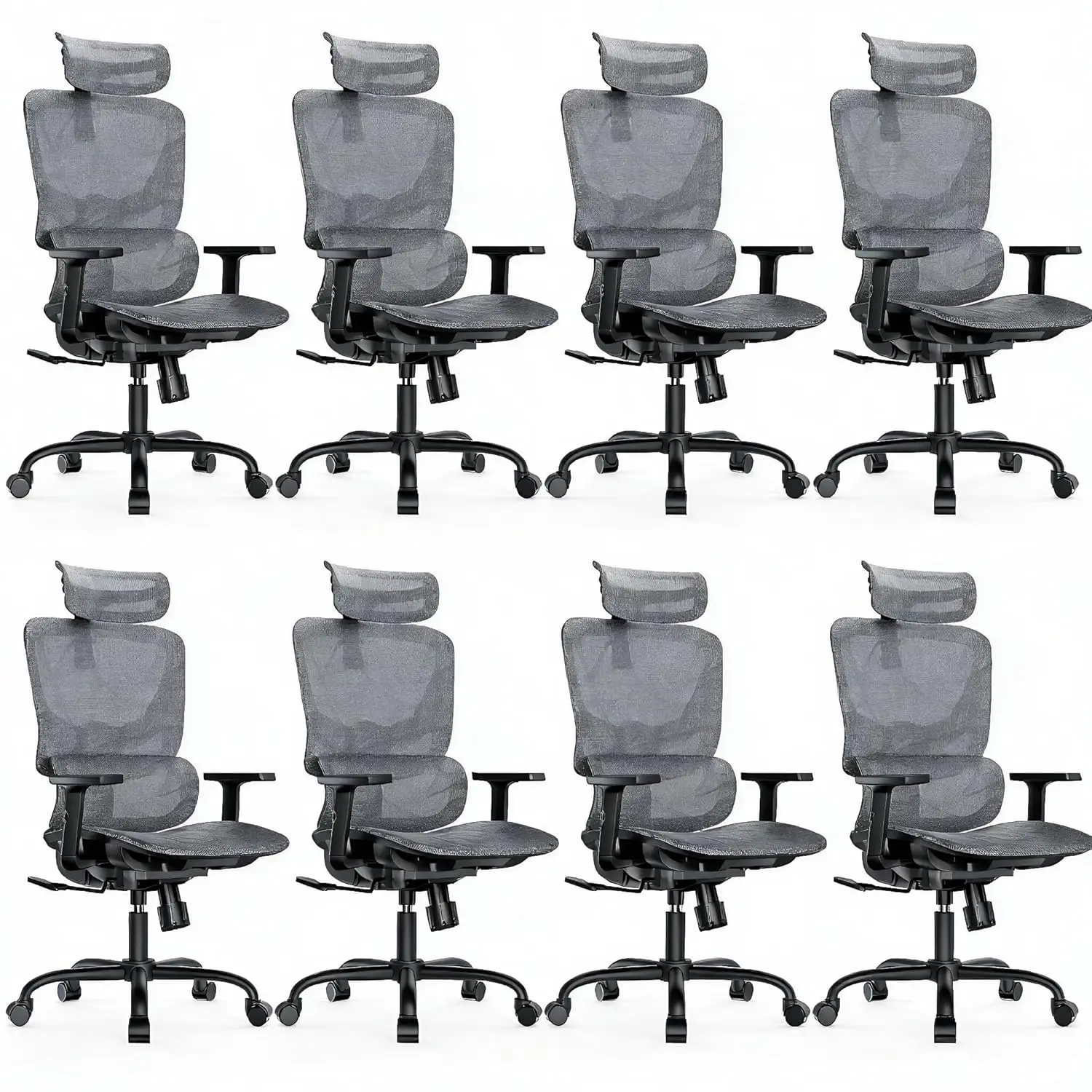 

Ergonomic Mesh Office Chair 5-Level Lumbar Support Adjustable Headrest Armrests Rocking Tilt High Back 8 Pack, Customized