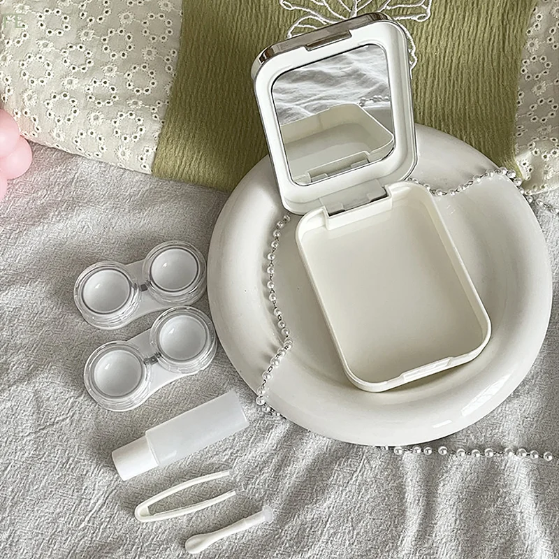 [F] Two Pack Contact Lens Case For Girls Portable Mini Contact Lens Box Contact Lens Container Soak Storage Kit
