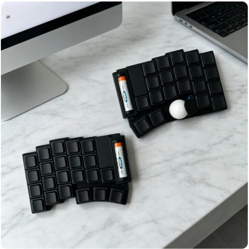 Voltball-3x5 Low Axis Trackball Split Keyboard Kailh Choc V2 Wireless Hot Swappable Mechanical Keyboard AA Battery for Gaming
