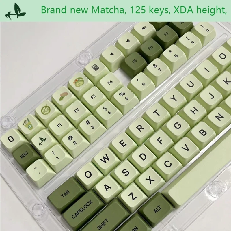 DN59 Keycap Hijau Matcha Sublimasi Pewarna Profil XDA PBT Tebal untuk MX-switch 125 Tombol Set Keycap Keyboard Mekanis