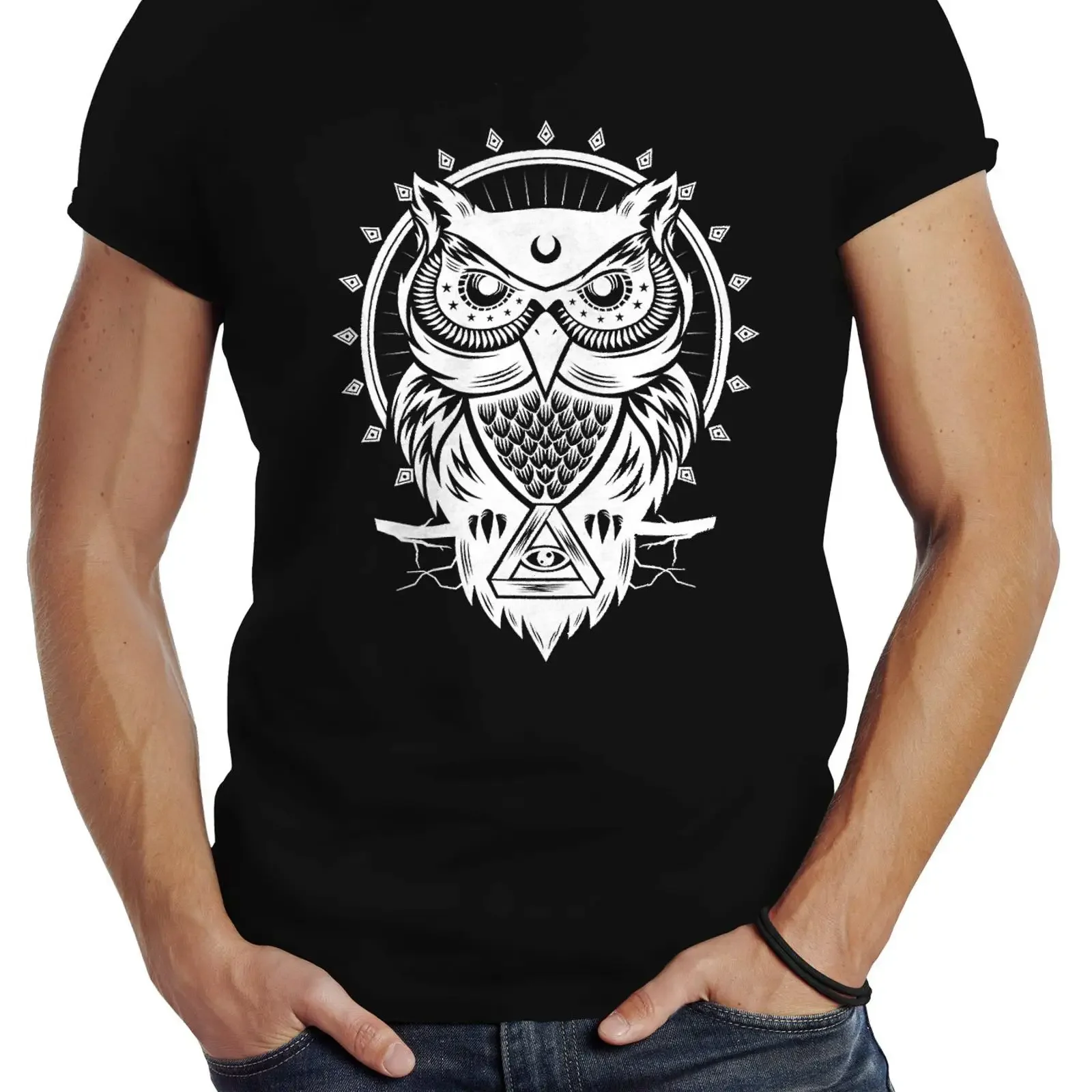 Sponsored Ad Neverless Men's Slim Fit Owl T Shirt vintage Washed Stretched Soft Stylish Breathable designer clothes Unisex