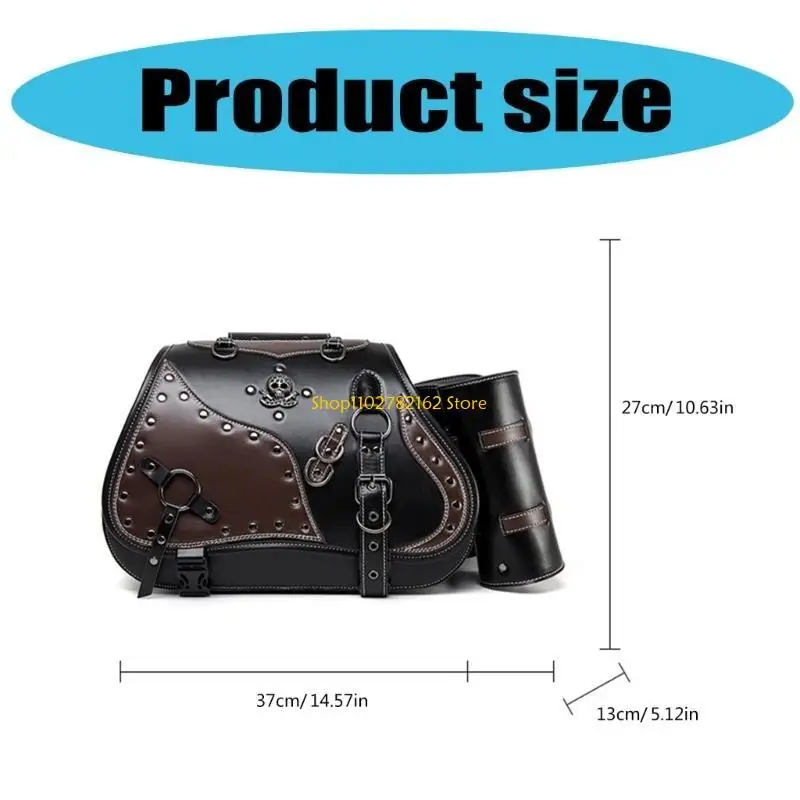 

547B Pair Motorcycle Side Panniers with Classical Vintage Designs & Ample Space Leather Motorcycle Storage for Person Items