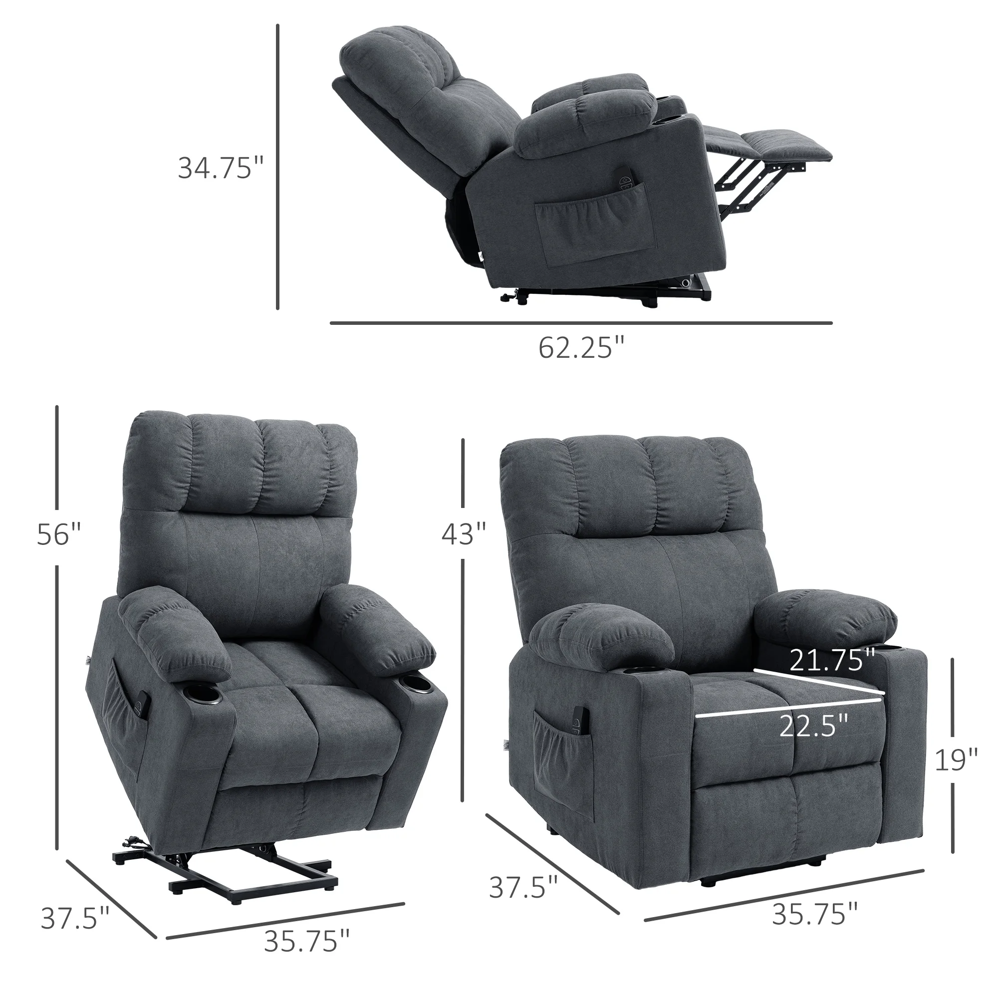 Homcom Lift Chair Recliners for Elderly with Footrest Recliner Chair