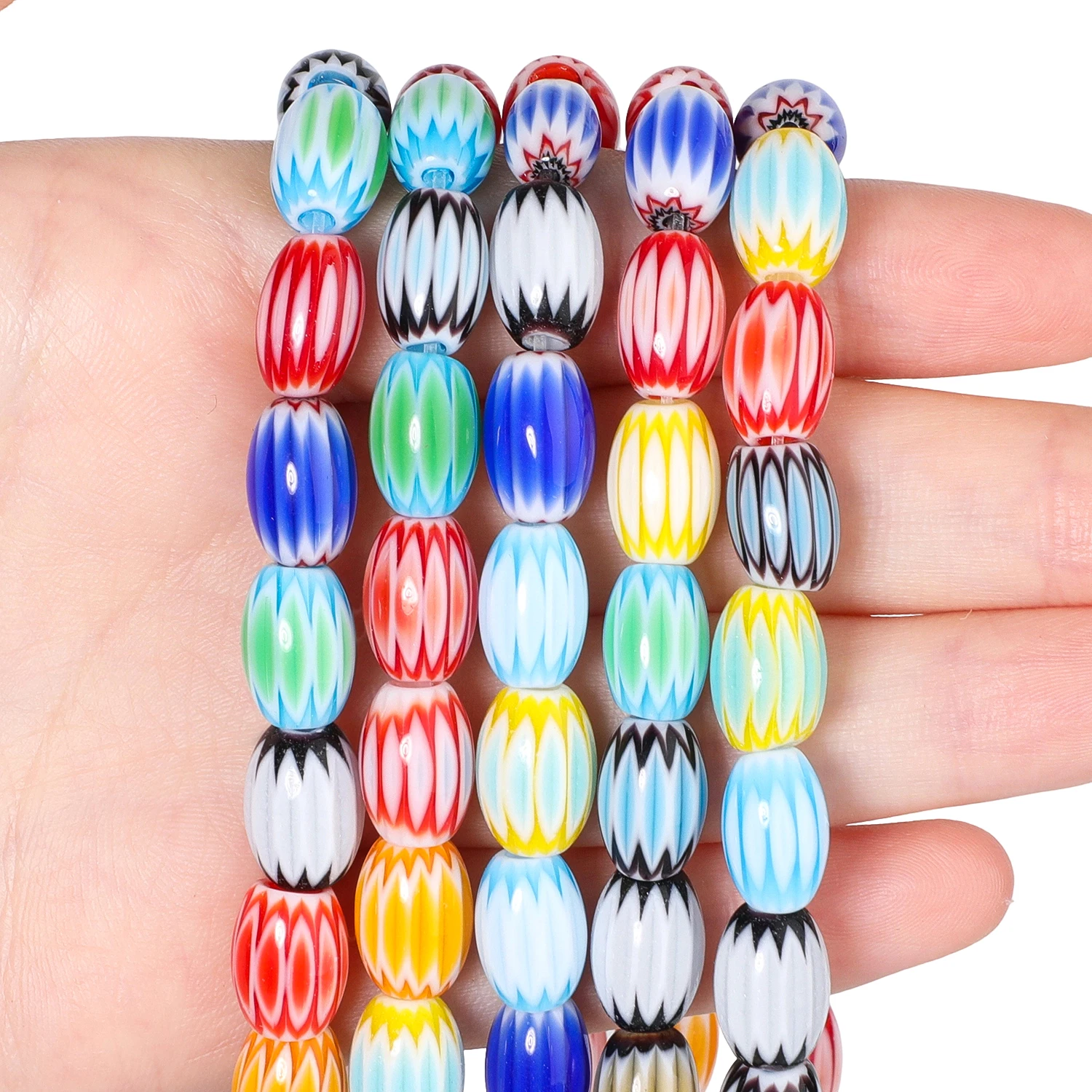 Nepal Lampwork Drum Beads Murano Barrel Oval Rice Shape Beads For Diy Jewelry Making Necklace Bracelet Handmade  Finding 8x12mm