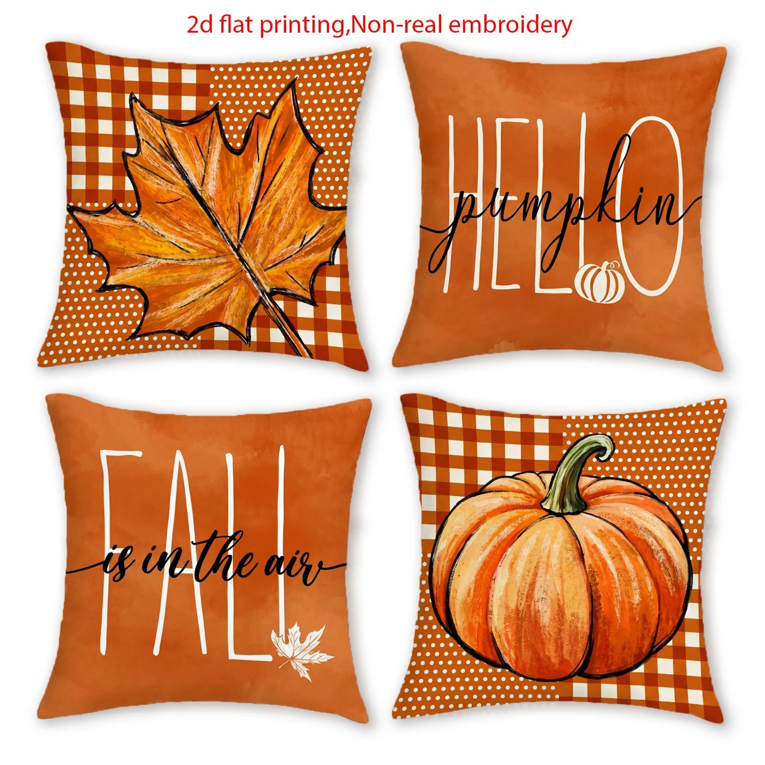 4PCS Fall Throw Pillow Covers, Rustic Farmhouse Pumpkin Maple Leaf Truck Decorative Cushion Cases for Sofa Couch Bed