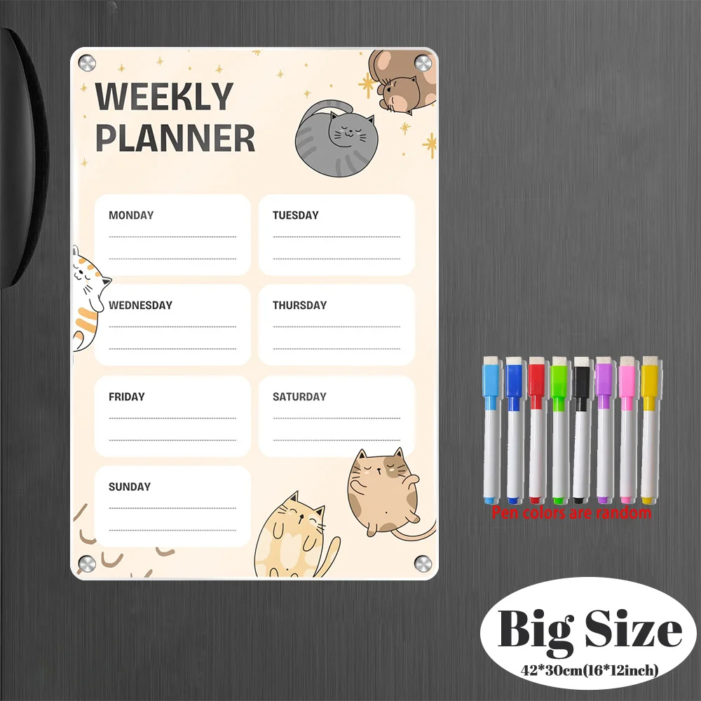 The Magnetic Weekly Planner Is Easy to View Whether Placed on The Refrigerator Or Hung on The Office Wall. Included Markers