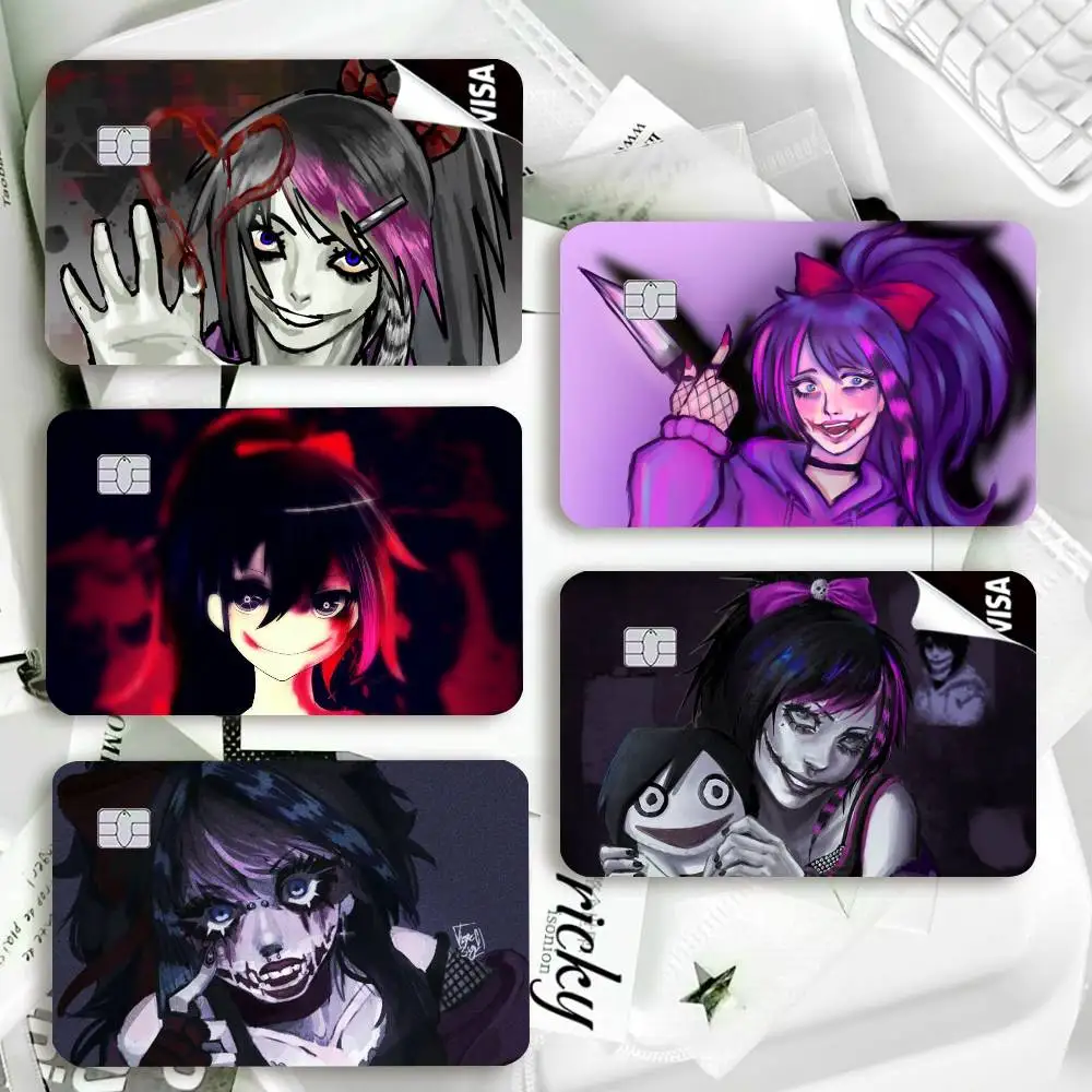 C-Creepypasta Killer Nina Waterproof Film Skin Cover Credit Card Stickers Debit Front Bank Bus Pass