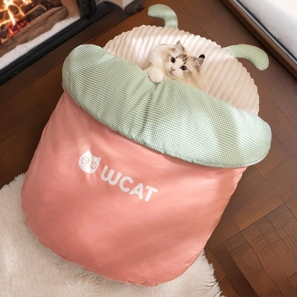

Cat Cushion Cartoon 3D Cat Sleeping Bag Warm Semi-enclosed Tunnel Cat Nest Soft Comfortable Cat Mattresses Medium-Sized Pets