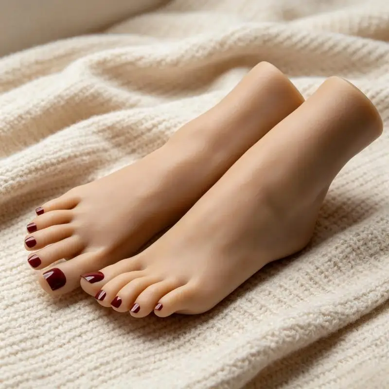 Realistic Female Foot Model 3800 Slender Feet Dark Color Feet for Henna Practice Shoes Sock Display Photography Props
