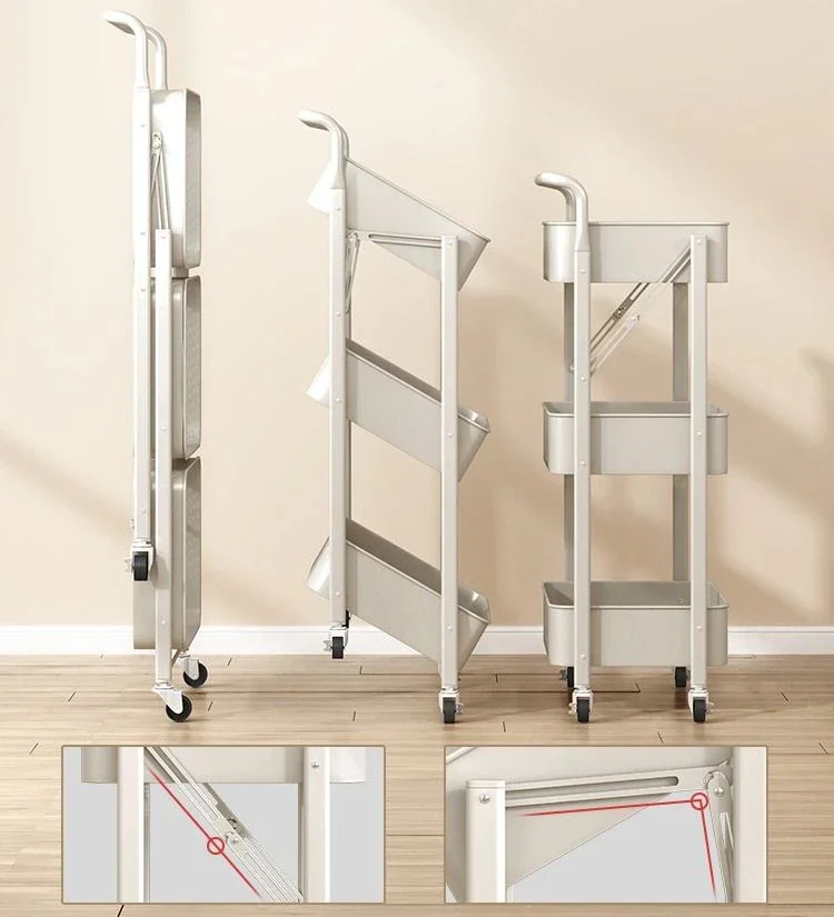 

Trolley Shelves Can Be Folded Multi-layer Floor Storage Shelves, Kitchen Snack Shelves, Bathroom Mobile Storage Shelves New