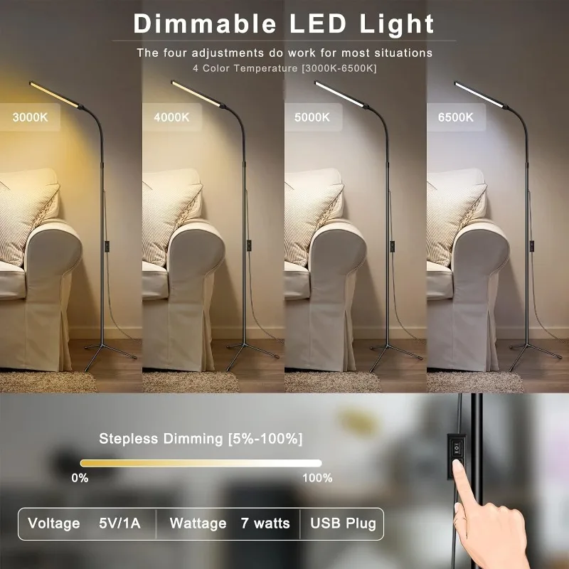 Imagem -05 - Dimmable Led Floor Lamp para Extensões de Cílios Craft Task Floor Standing Light Gooseneck Ajustável