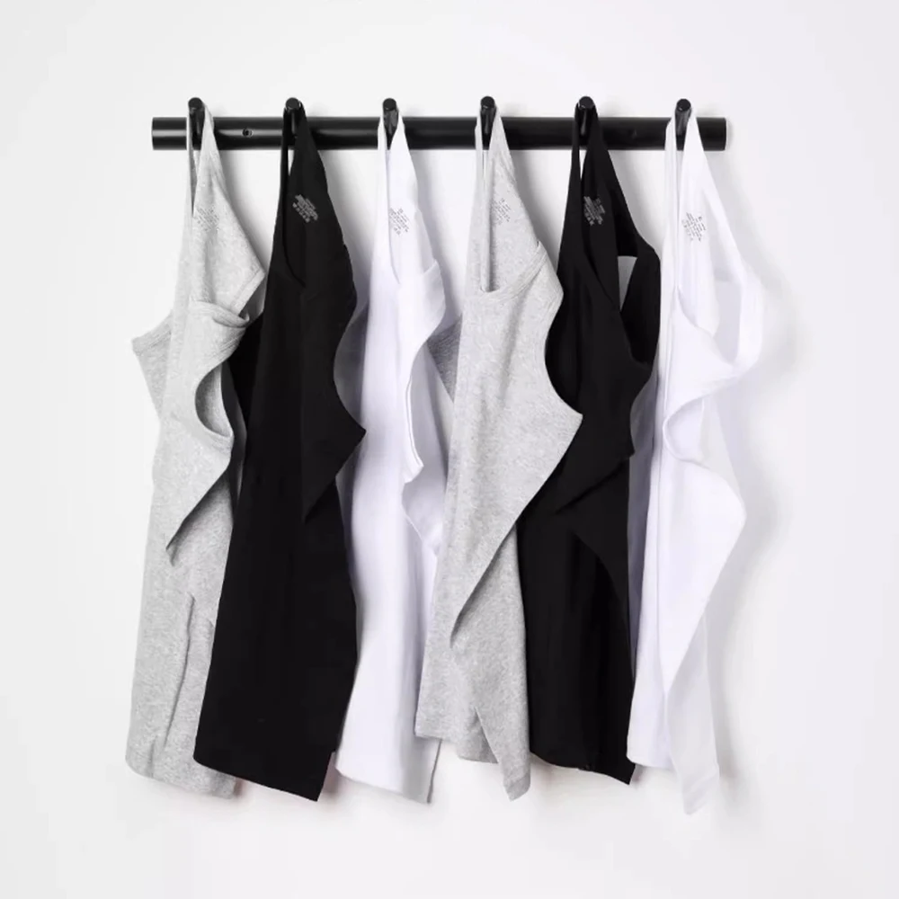 

Men's Pure Cotton Tank Tops sports Fitness Vest Round Neck Brethable Cotton sleeveless T-shirt Male Bodybuilding Tank Tops
