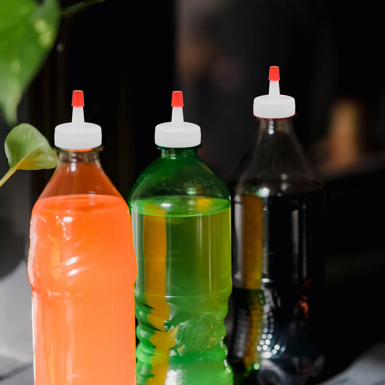 

20pcs Leak Proof Bottle Cap Squeeze Replacement Tip Cover For Ketchup Syrup Sauce Dispensing Upside Down Caps For Water Glue