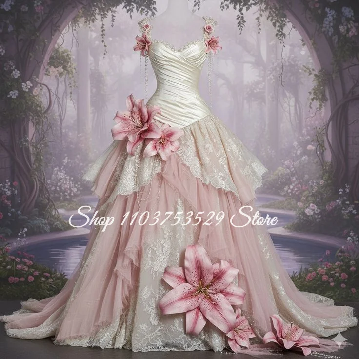 

Розовое платье для выпускного вечера с цветочным принтом по индивидуальному заказу, кружевное бальное платье без бретелек, школьное танцевальное платье, платье для свадебной вечеринки, платье для дня рождения