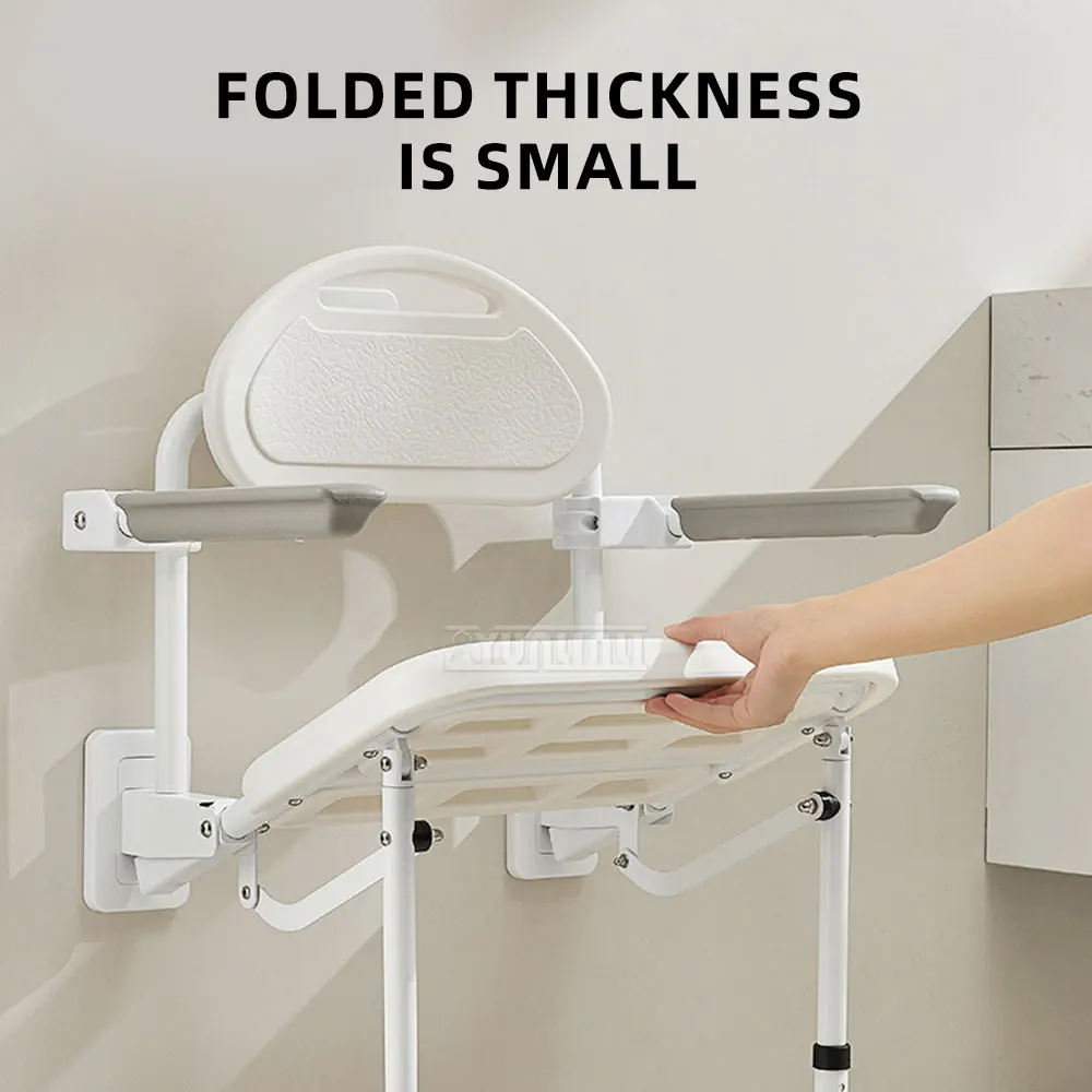 Wall-mounted Anti-slip Stool For The Elderly And Disabled;Bathroom Folding Stool, Shower Seat, , With Armrests And Backrest