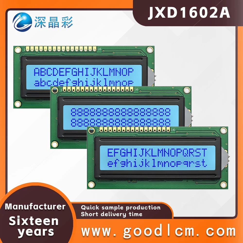 Manufacturer's LCD screen JXD1602A STN Gray Positive 16X2 character screen high standard industrial LCM display module