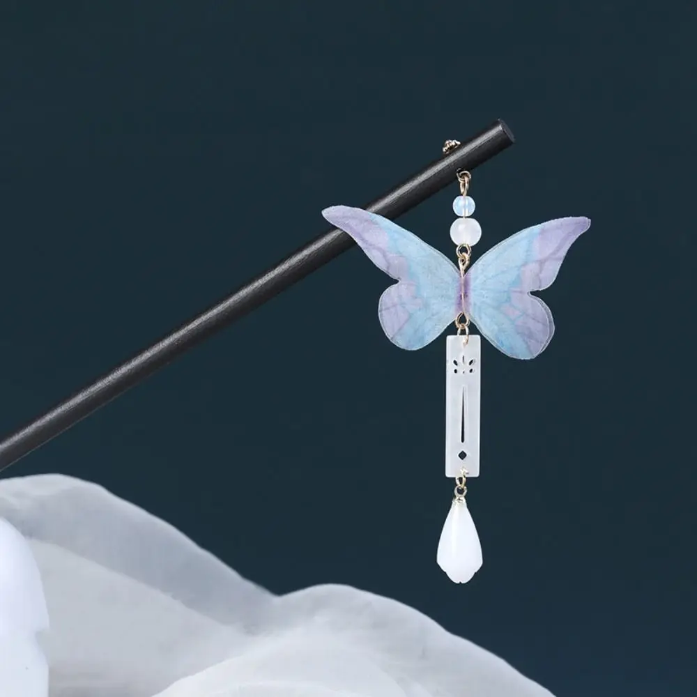 

Деревянная шпилька для волос с бабочкой, милая кисточка в китайском стиле, Шпилька для волос Hanfu, головной убор Hanfu, Шпилька для волос