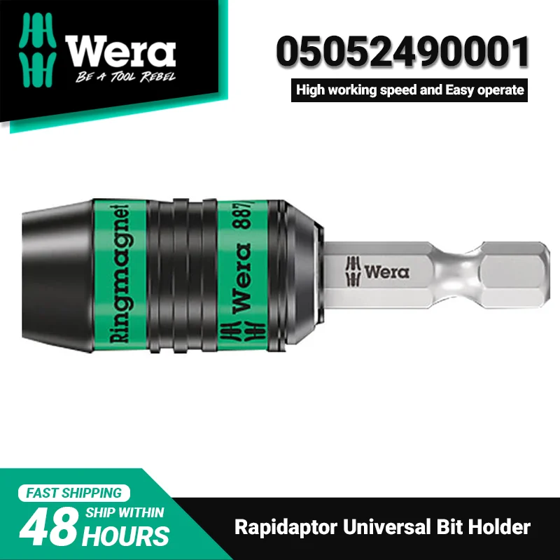 WERA 05052490001 887/4 RR Rapidaptor Universal Bit Holder with Ring Magnet 86mm Length 50Grams High Quality Extend Service Life