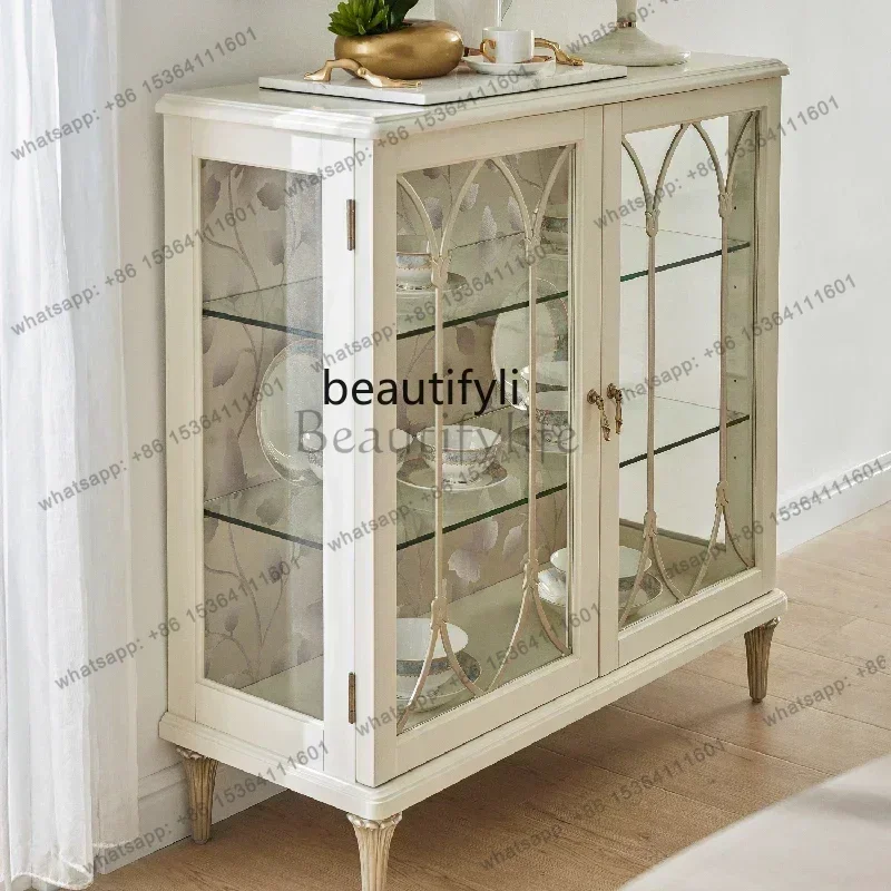 XX39new Medieval American transparent light luxury decorative cabinet, dining room glass display cabinet