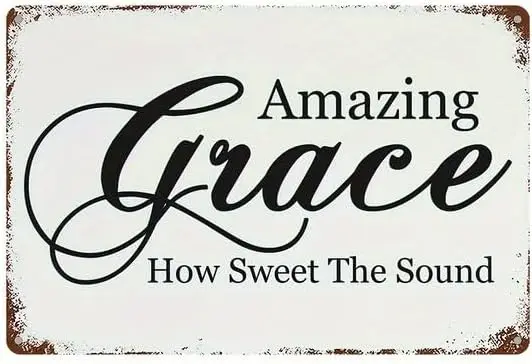 Vintage Metal Sign Amazing Grace How Sweet the Sound Tin Sign Aluminum Sign Christmas Decor Retro Wall Decor For Home Coffee
