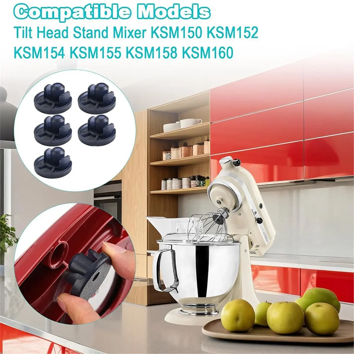 【AT48】 NEW 5Pcs Mixer Bottom Foots for Tilt Head Stand Mixer KSM150 KSM152 KSM154 ,Replacement Feet Pads for Blender