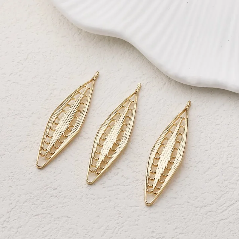 4 قطعة 14K مطلية بالذهب النحاس خمر الجوف ليف قلادة قلادة مجوهرات DIY بها بنفسك صنع لوازم المواد اليدوية الملحقات #3