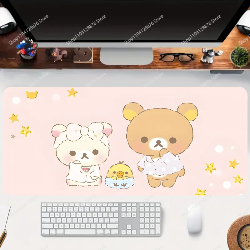 Cute Cat Rilakkuma Mousepad Gaming Mouse pad Gamer Pc Accessories Deskmat Keyboard Mat Desk Protector Mause Pads