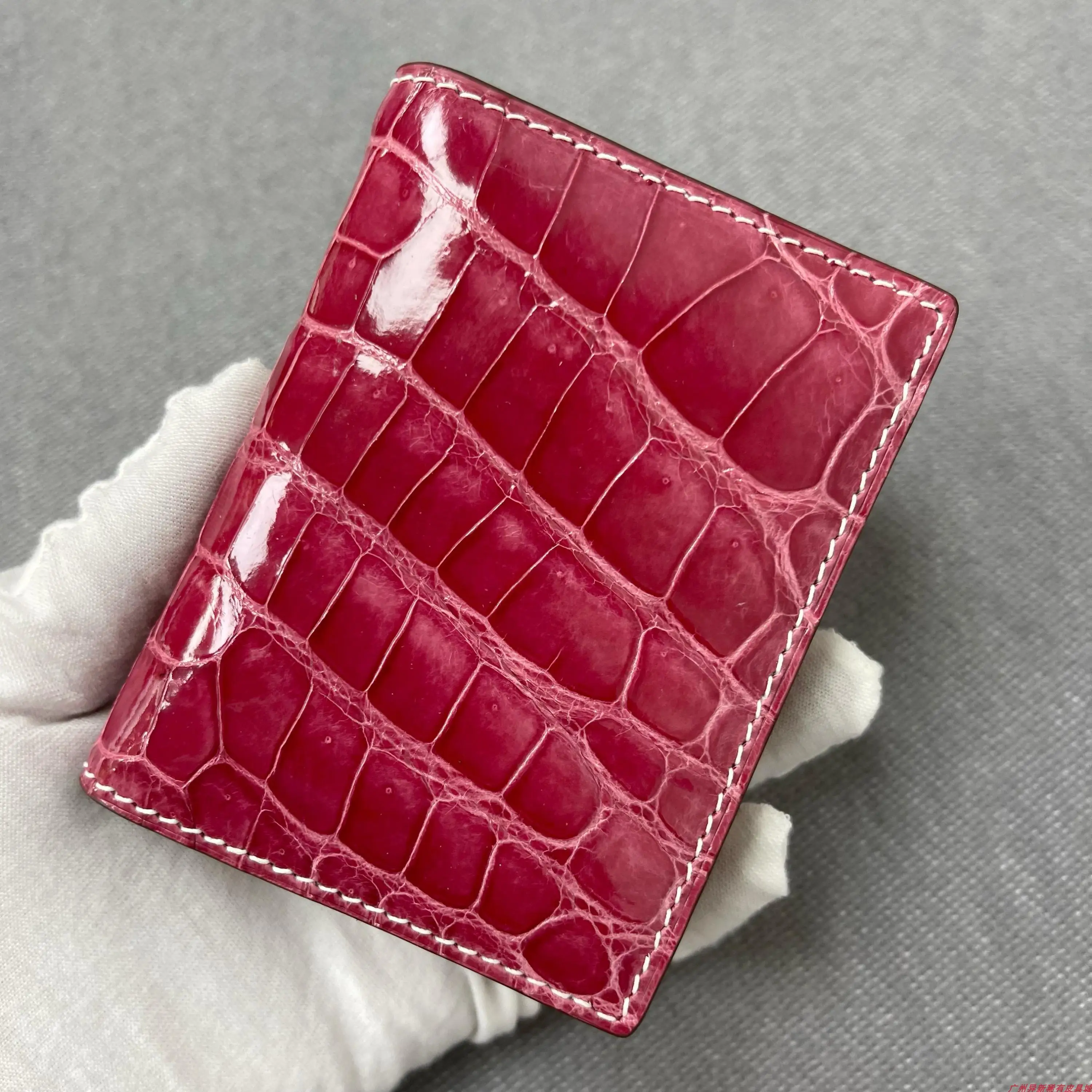 2023 Luxury Wax Thread Craft High Light Estuarine Crocodile Belly Wallet Business Multi Card Holder Bag Real Crocodile Skin 50