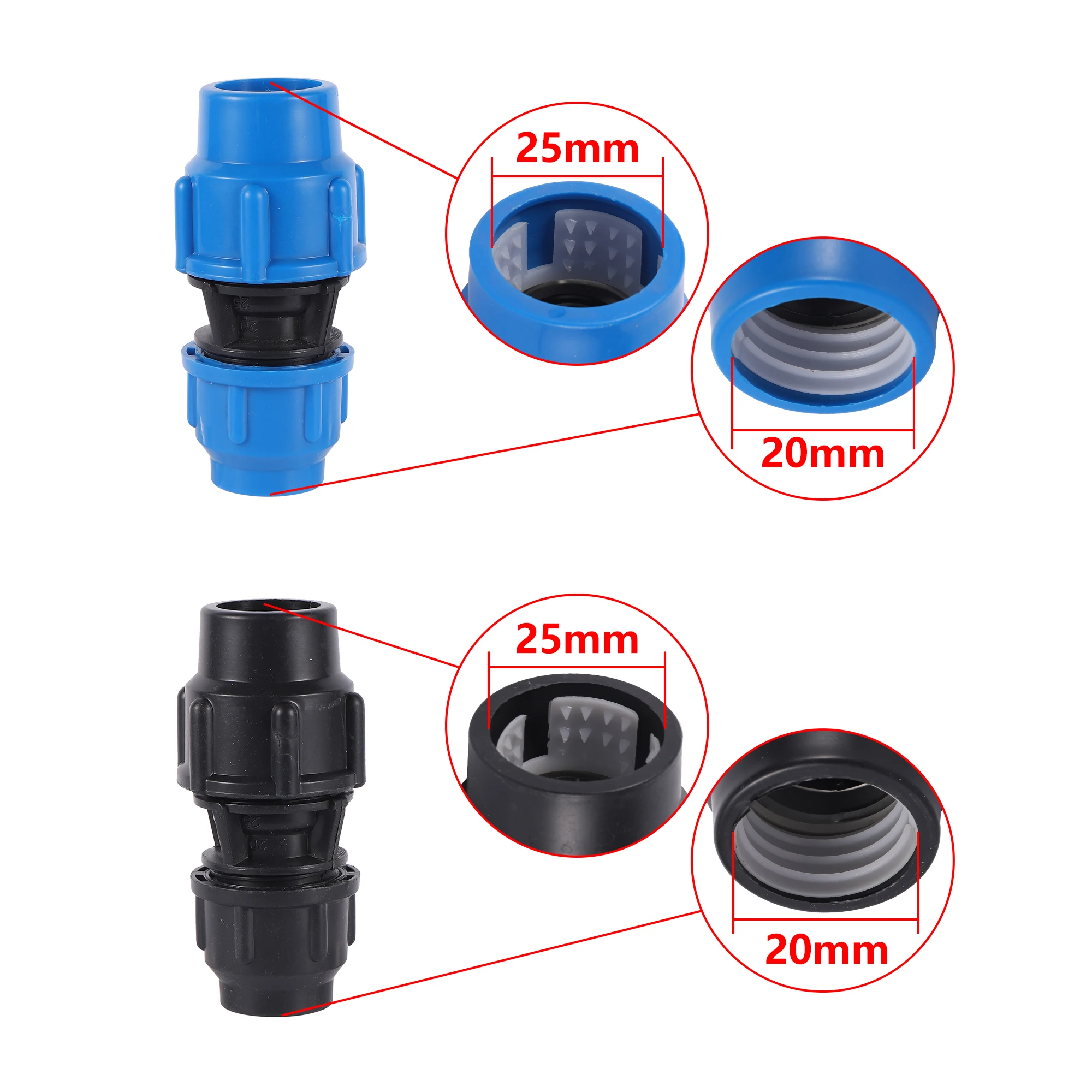 25-50mm do 20-40mm rura PE reduktor bezpośrednie głowy Adapter złącza węża ogród nawadniania ziemi proste złączki redukcyjne