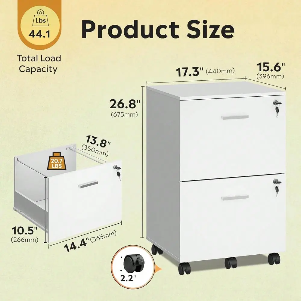 

Drawer File Cabinet, Mobile Printer Stand, Wood FilingCabinet Fits A4 Or Letter Size For Home Office