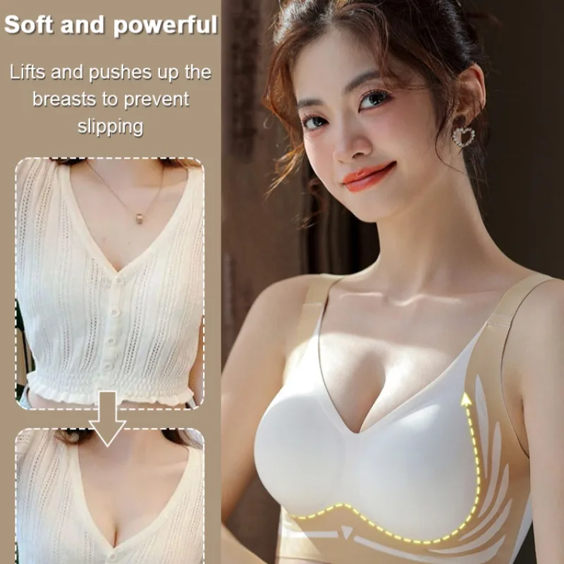 Veimia [Strong Support/Push Up] Lifting Anti-Sagging Wireless Push-up Bra Armpit Fat Control/Anti-Slipping/U Shaped Back/Soft