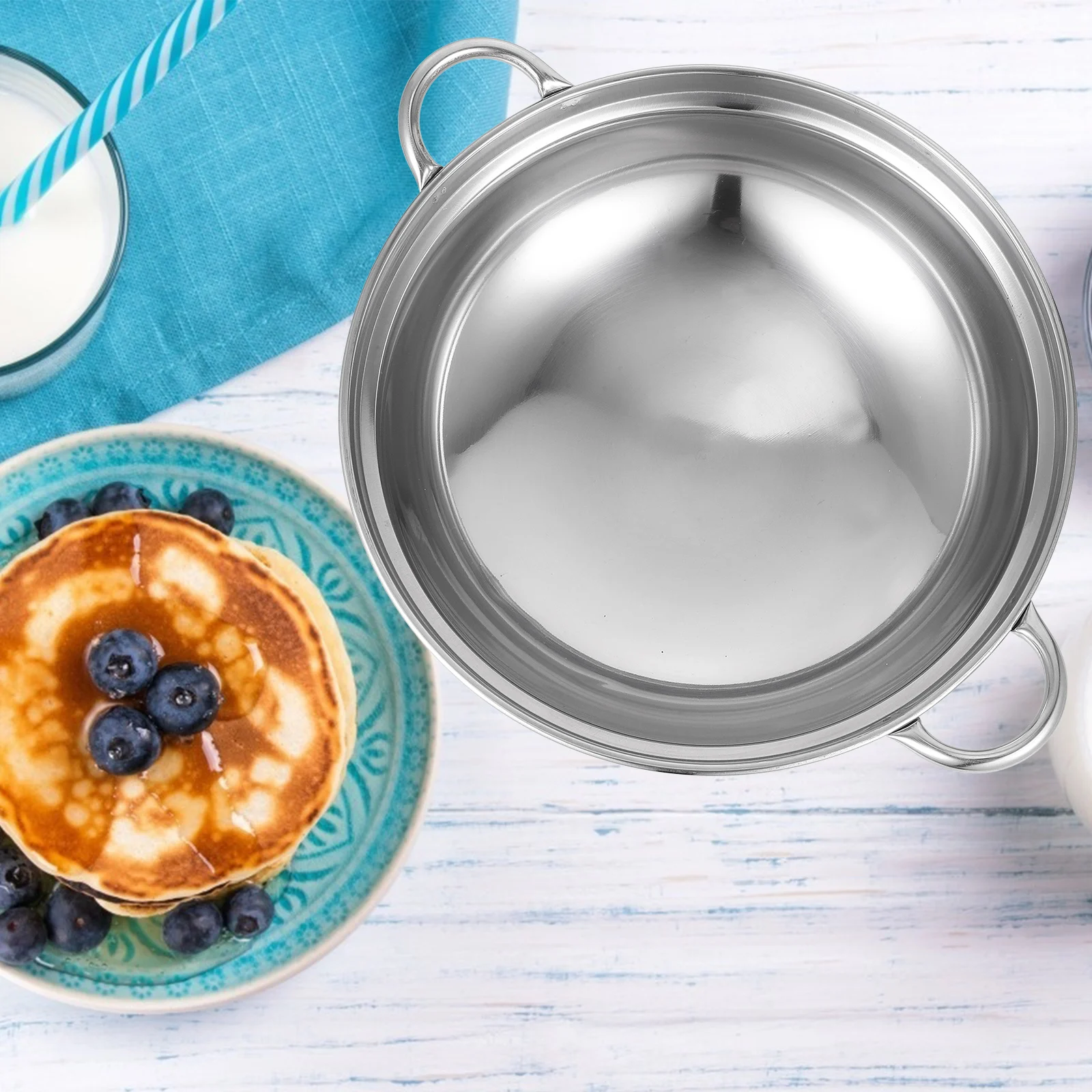 

2pcs Stainless Steel Kitchen Hot Household Cooking Pot Thickened Metal Fry Pan Double Handle Pots Small Cooking Pot For Home