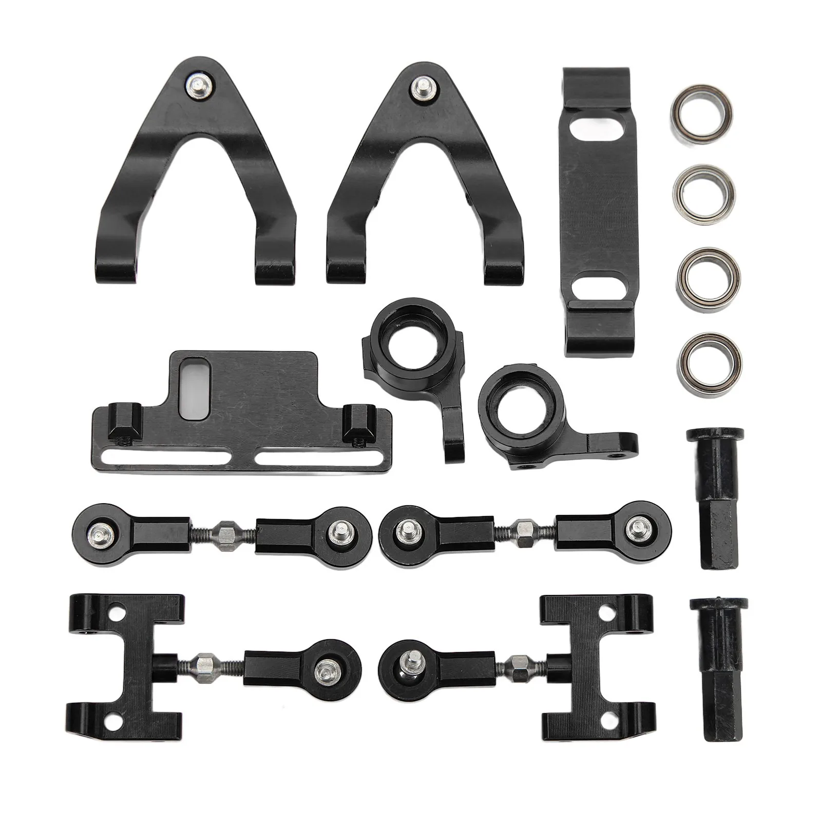 RC Aluminium Upper Lower Suspension Arm Steering Cup Hex Adapter Metal Accessories Set for WPL D12 RC CarBlack