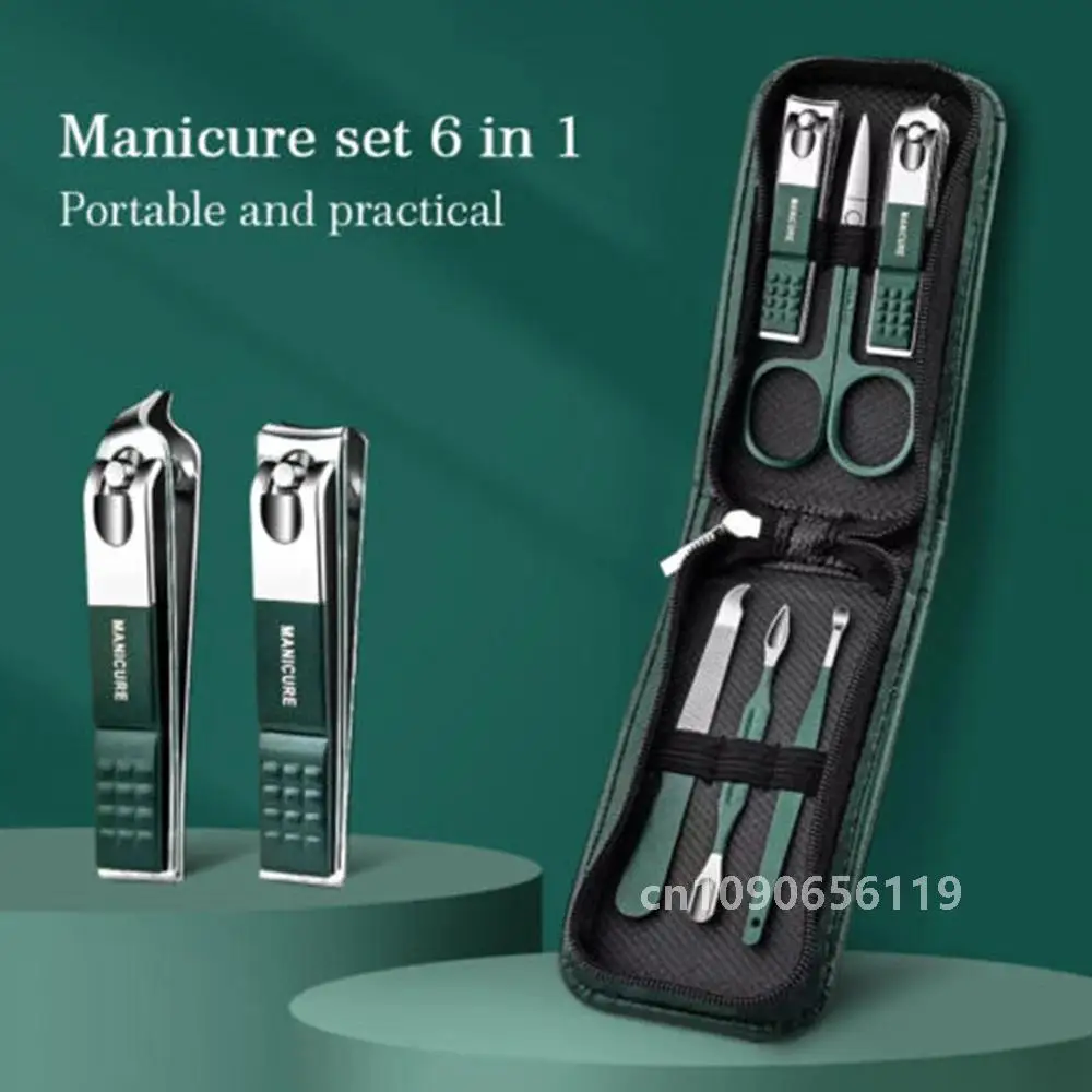 Germany 6 Pcs Portable Luxury Manicure Sets Pedicure Kits Bright Black Nail Clipper Set Personal Care Tools Eyebrow Scissors