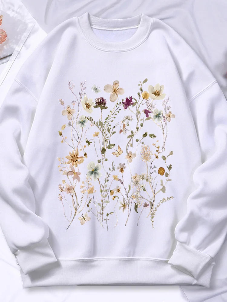 

Beautiful Flower Clusters Printed Sweatshirt Women Harajuku Comfortable Hooded Fashion Soft Hoodies Autumn Fleece Warm Clothes