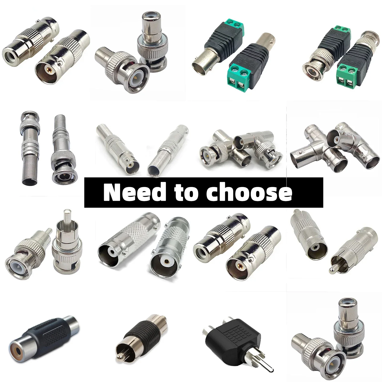 BNC 4 Pcs  Adapter Connector Coax Solderless RCA Q9 Video Plug for CCTV Camera Monitoring Radio Antenna and Video Application