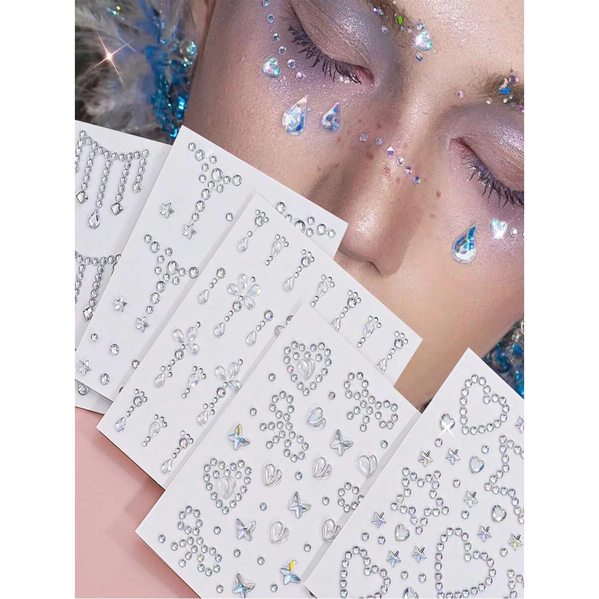 Blanc visage pierres précieuse - Body Jewelry Stickers avis et prix