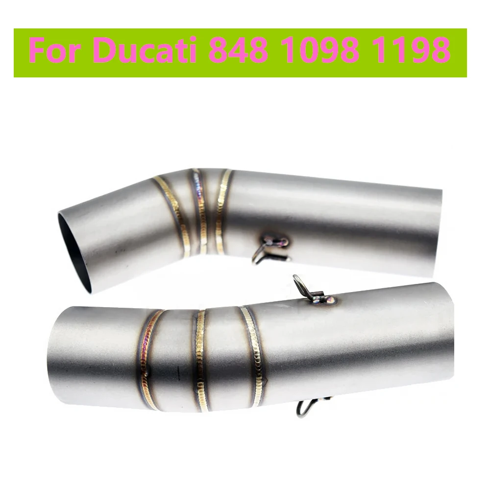 

Slip On Stainless Steel 51mm Motorcycle Exhaust Mid Pipe Middle Link Pipe Muffler Escape Connect Tube for Ducati 848 1098 1198