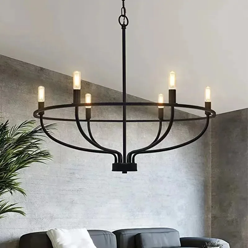 Living Room Coffee Table Ceiling Chandelier Pendant Modern Dining Room Decor Light Ring Light  Decoration Home Iron