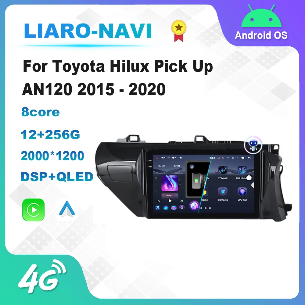 

for Toyota Hilux Pick Up AN120 2015 - 2020 Right Hand Drvie intelligence GPS Navigation Android Auto Car Video Multimedia Player