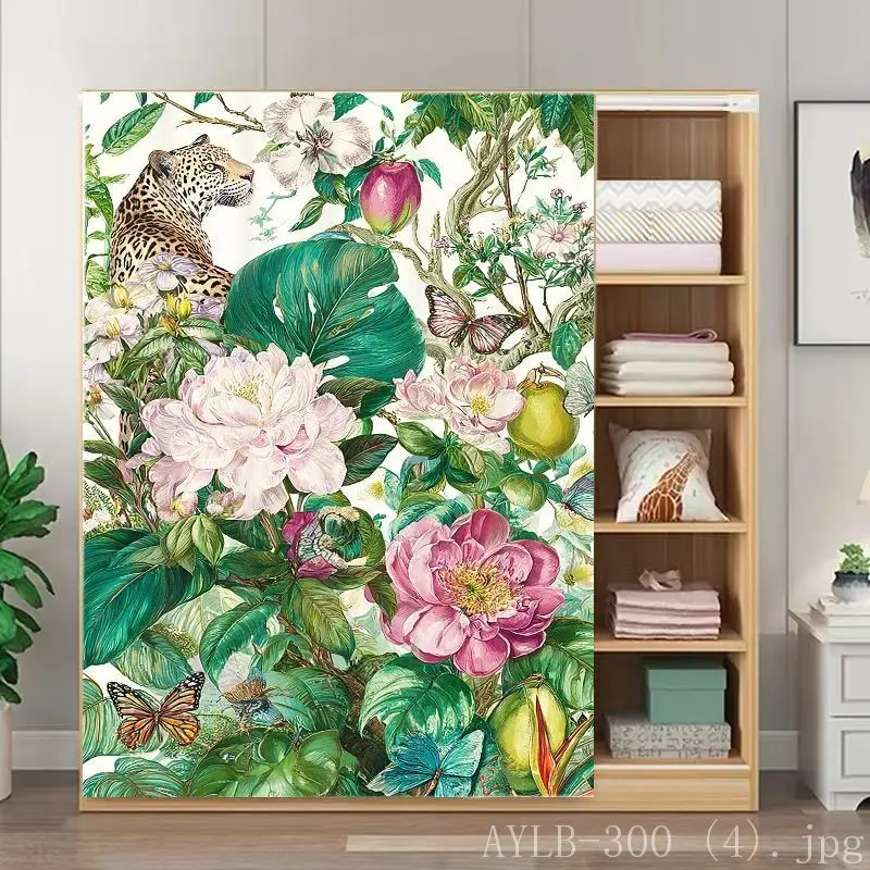 Tropical Jungle Noren Door Curtain Leopard Floral Pattern Wardrobe Shield Room Divider Indoor Closet Wild Style Partition Drape