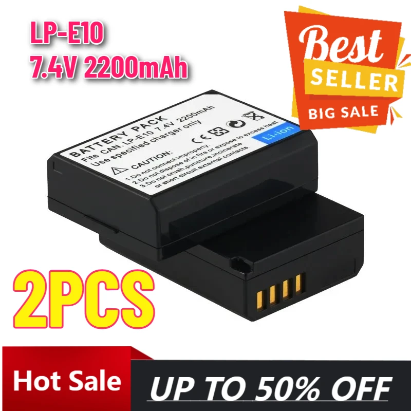 2 uds 2200mAh LP-E10 batería de cámara para Canon EOS 1100D 1200D 1300D 1500D 3000D KISS X50 X70 X80 EOS Rebel T5 T6 cámara