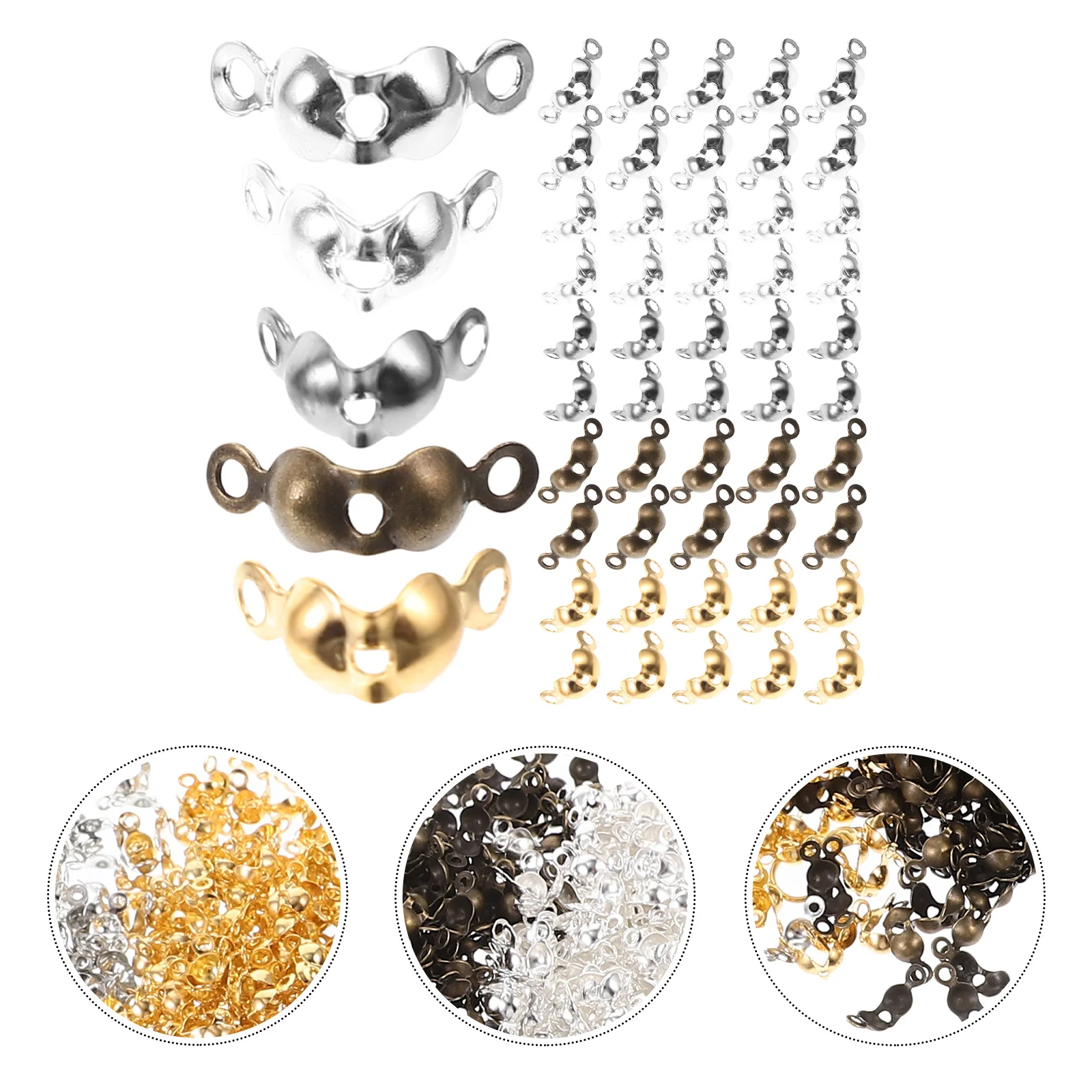 

1000Pcs Metal Jewelry Connectors Crimp Bead Covers for Necklace Bracelet Clasps DIY Making Accessories Components